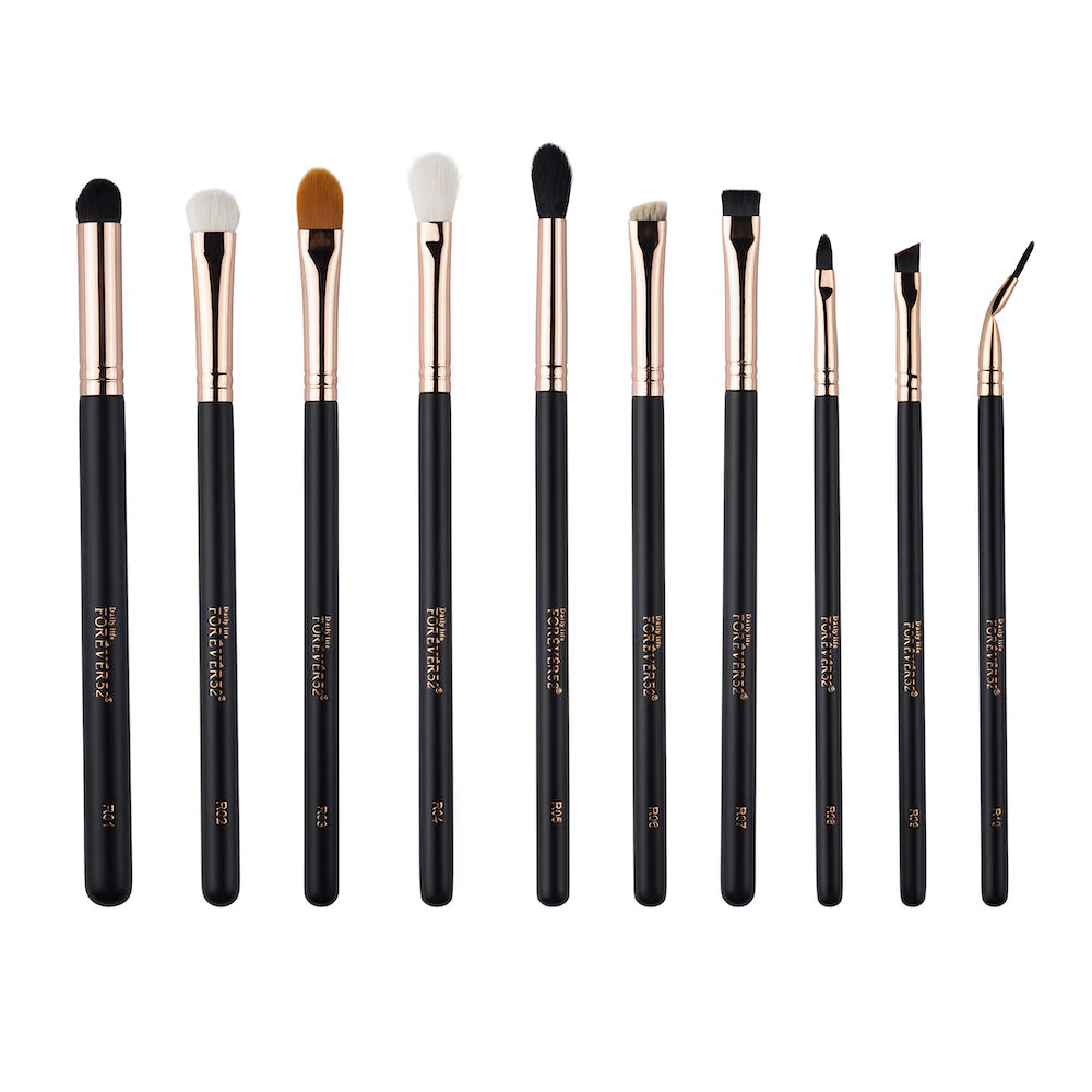 10 Pieces Rose Gold Eye Brush Set